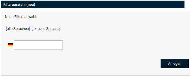 _**Artikelfilter (neu)**_ zum Anlegen von Filterauswahlen