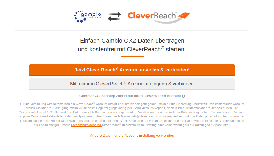 Account erstellen oder anmelden bei CleverReach