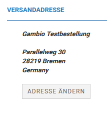 Schaltfläche Adresse ändern im Bestellvorgang