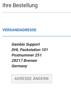 Die Packstation wurde für die Versandadresse übernommen