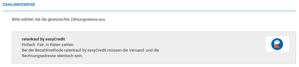Anzeige bei abweichender Versand- und Rechnungsadresse