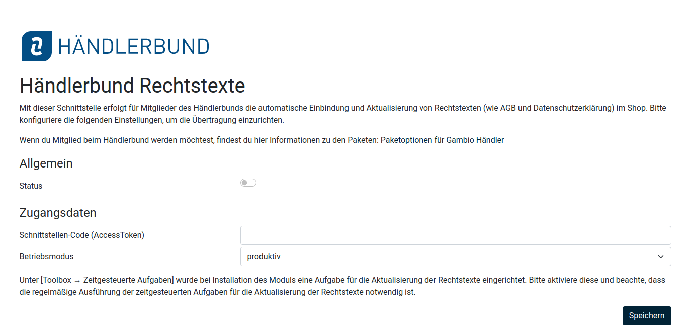 Konfigurationsseite nach Klick auf _**Bearbeiten**_