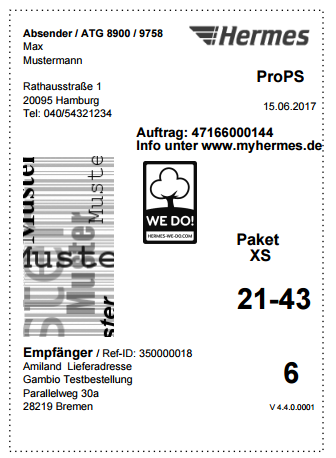 Gedrucktes Label über ProPS