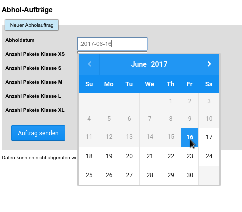 Einstellen des Abholdatums