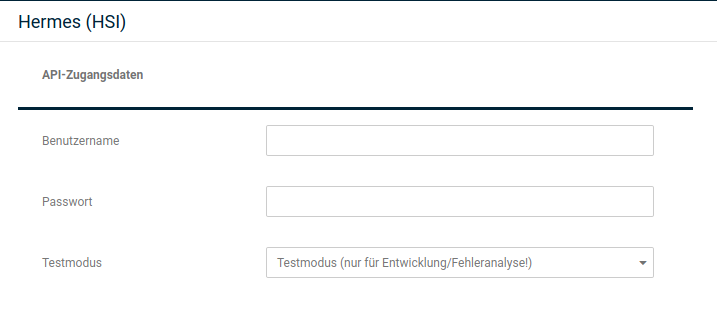 Eingabefelder für die API-Zugangsdaten