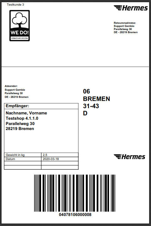 Das abgerufene Hermes-Label