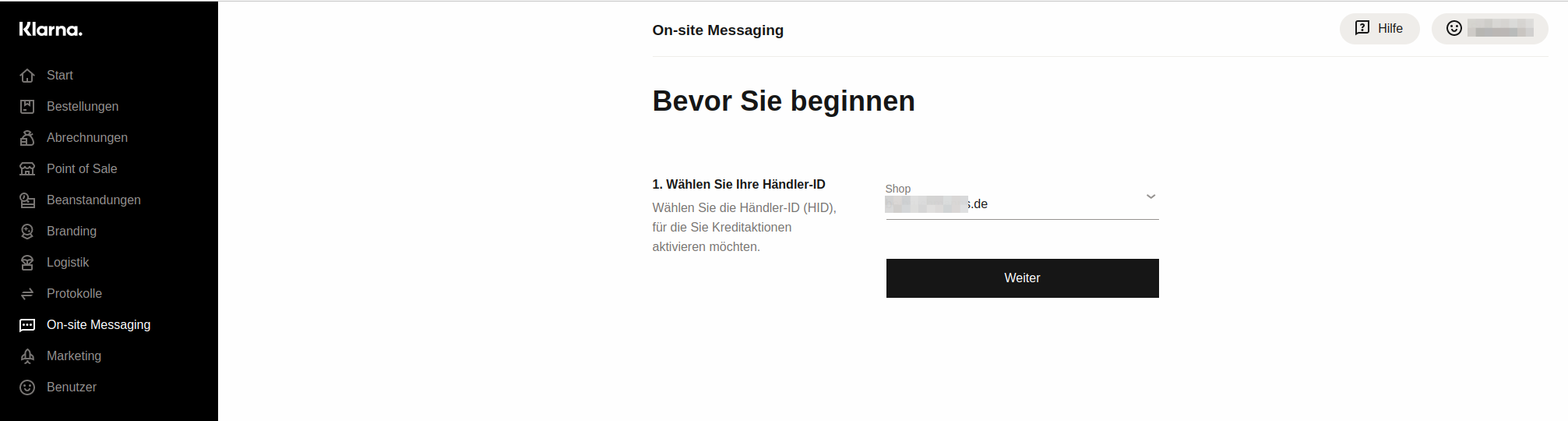 Auswahl der Händler-ID