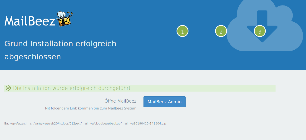 Rückmeldung nach erfolgreicher Installation