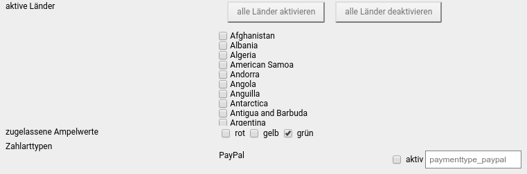 Einstellungen für e-Wallet