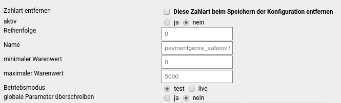Einstellungen für _**Rechnung/Refactoring**_