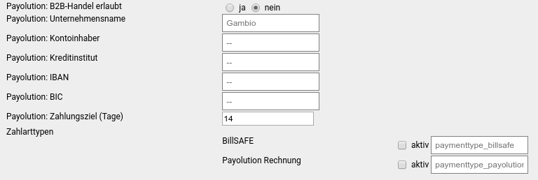 Einstellungen für _**Rechnung/Refactoring**_