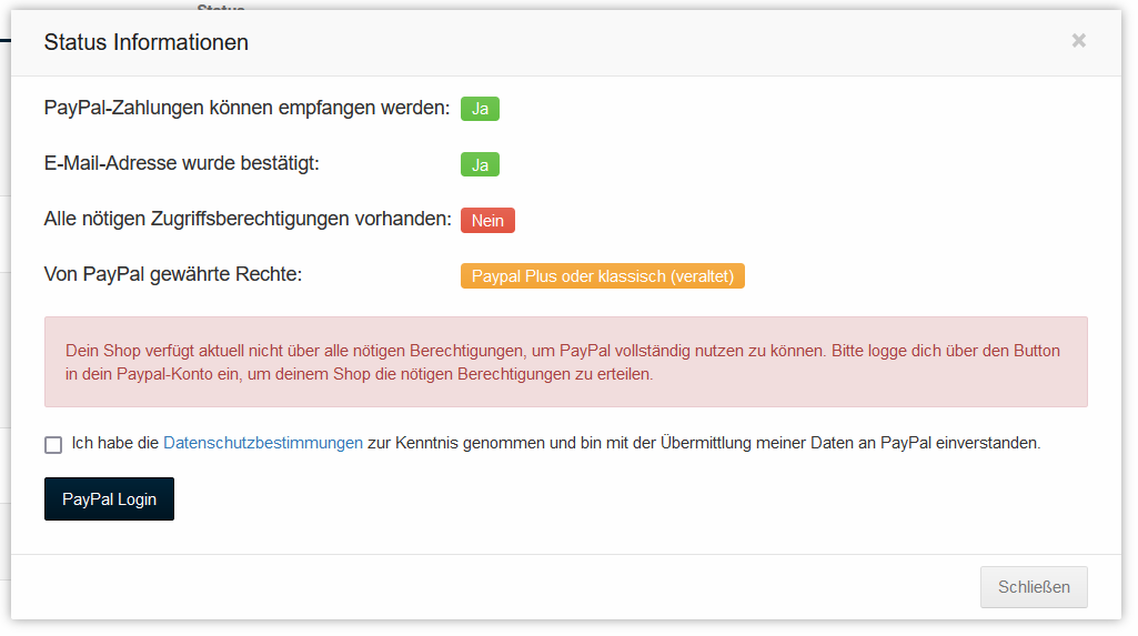 Fenster _**Status Informationen**_