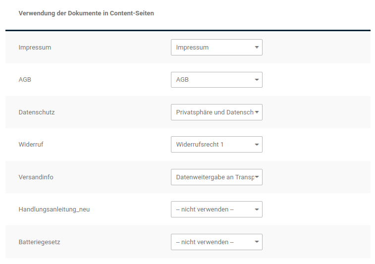 Verwendung der Dokumente in Content-Seiten
