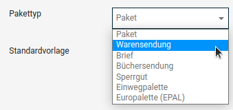 Auswahl des Pakettyps
