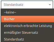 Eintrag _**Bücher**_ im Dropdown _**Steuerklasse**_