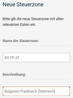 Anlegen einer neuen Steuerzone