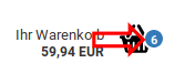 Das Symbol für die Anzeige der Anzahl der Artikel im Warenkorb