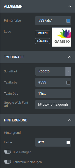 Einstellungsbereich im Menü _**Grundlagen**_