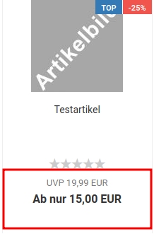 Der rot markierte Bereich wird für die Darstellung des Preisbereichs verwendet
