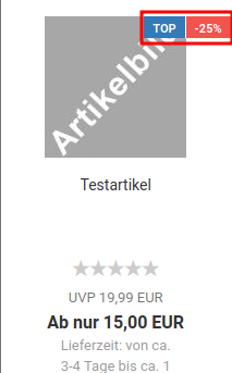 Ribbons in der Artikelkachel