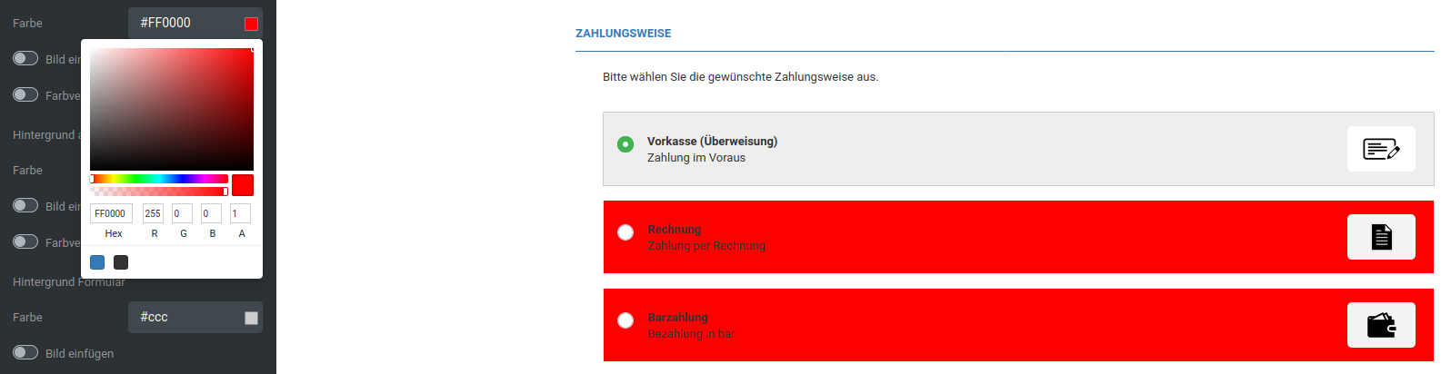 Hintergrundfarbe rot (#FF0000)