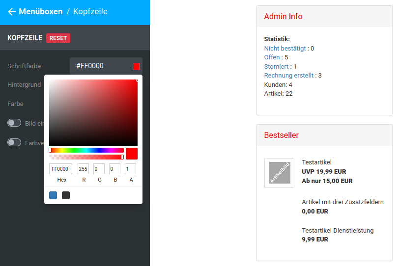 Schriftfarbe rot (#FF0000)