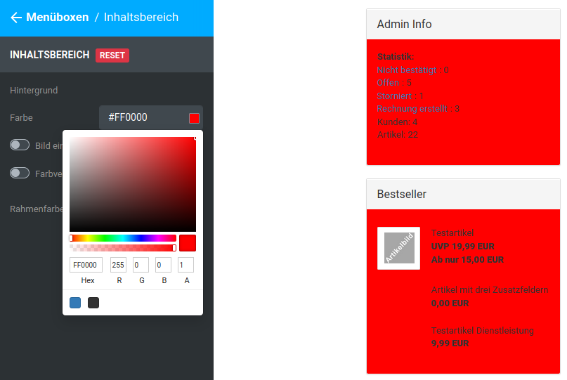 Hintergrundfarbe rot (#FF0000)
