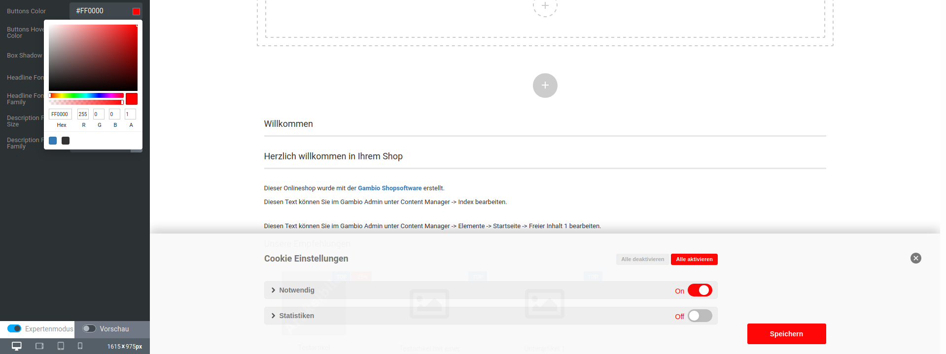 Buttons Color rot (#FF0000)