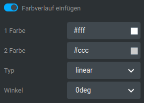 Einstellungen zu einem Farbverlauf