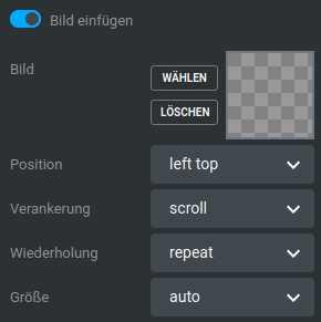 Einstellungen für Hintergrundbilder
