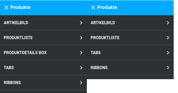 Vergleich der Aufteilung von _**Bereiche / Produkte**_ zwischen Honeygrid (links) und Malibu (rechts)