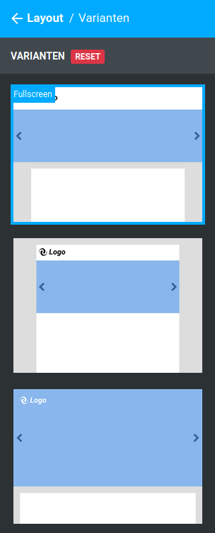 Einstellung unter _**Bereiche / Layout / Varianten**_