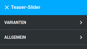 Aufteilung unter _**Bereiche / Teaser-Slider**_