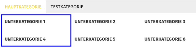 Ein Block aus Unterkategorien im Mega-Dropdown