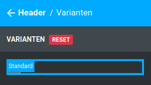 Variante _**Standard**_ unter _**Bereiche / Header / Varianten**_