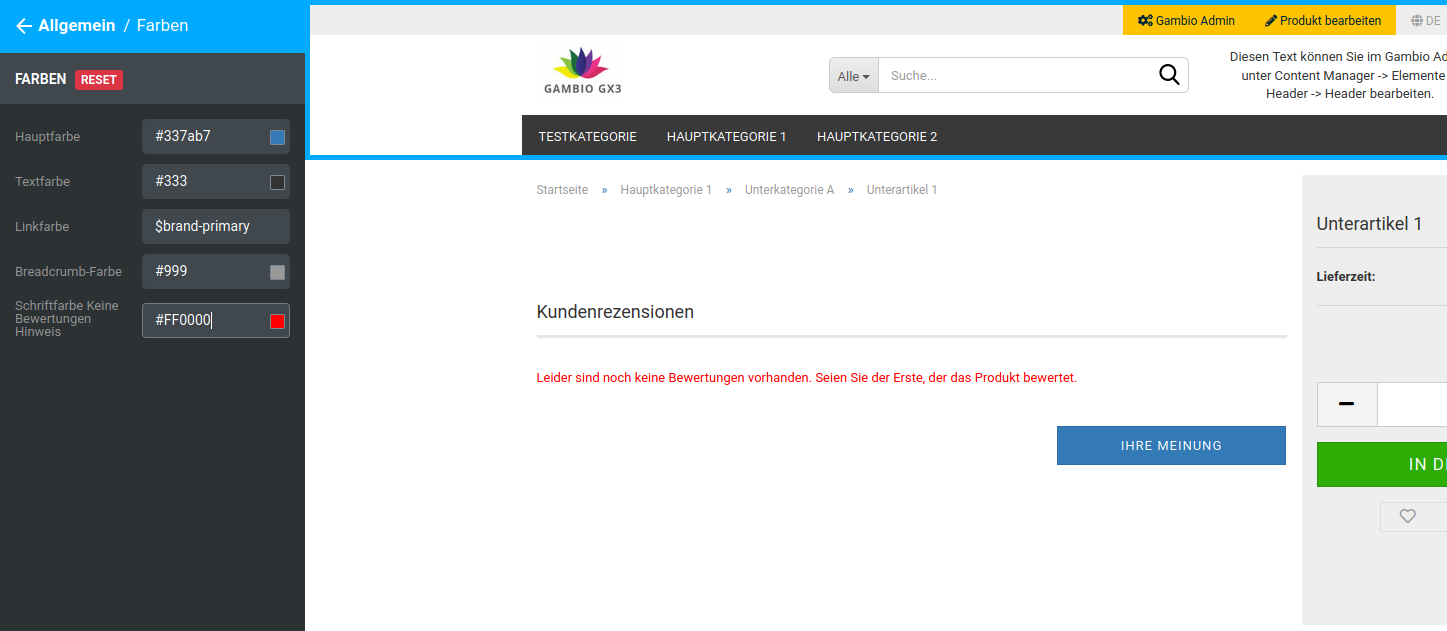 _**Schriftfarbe Keine Bewertungen Hinweis**_ rot (#FF0000)