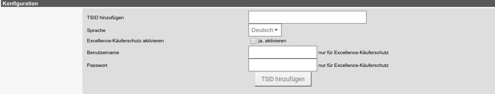 Bereich Konfiguration des Trusted Shops-Moduls