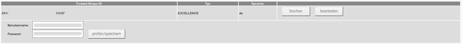 Trusted Shops-ID und Benutzerdaten