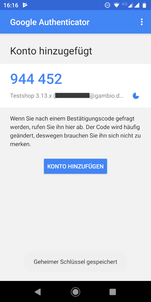 Darstellung in der App